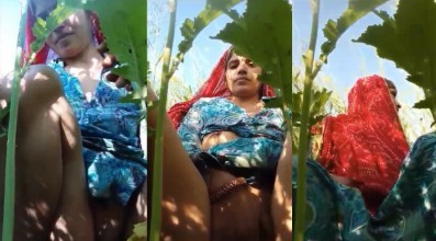 விவசாயி மனைவி நிலத்தின் நடுவில் கூதி தேய்கிறாள்
